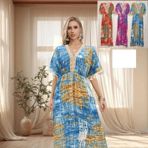 UK Women's Boho Print Maxi Dress Ladies Beach Holiday Sundress Fashion Dress