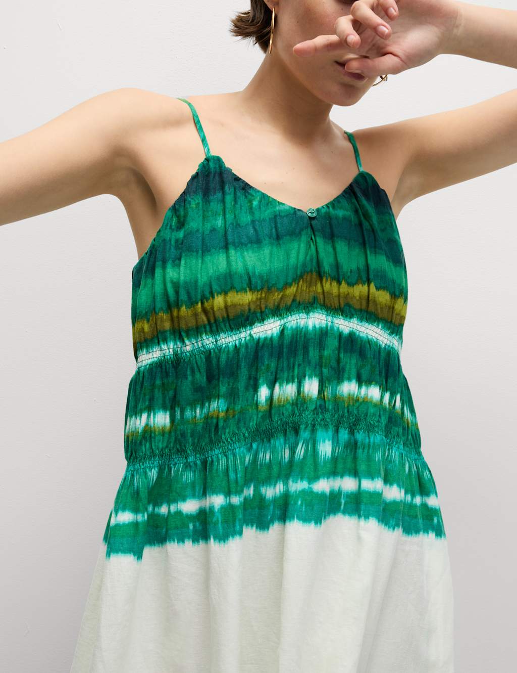 Womens Linen Swing Midaxi Dress in Antique Green - M&S